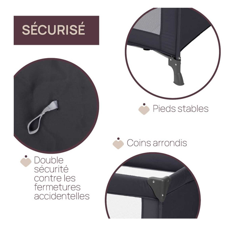 Coins arrondis et pieds stables pour assurer une sécurité maximale