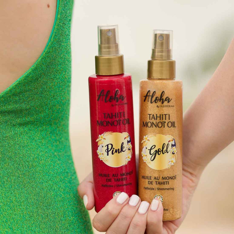 Inoderma Aloha - Huile de monoï de Tahiti pailletée gold - 150ml