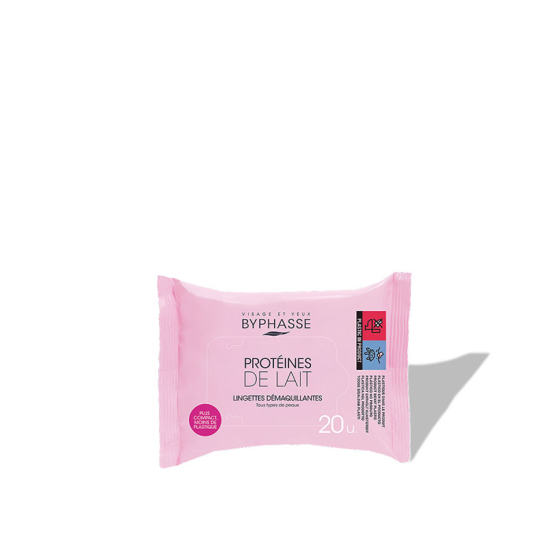BYPHASSE - Lingettes démaquillantes aux protéines de lait