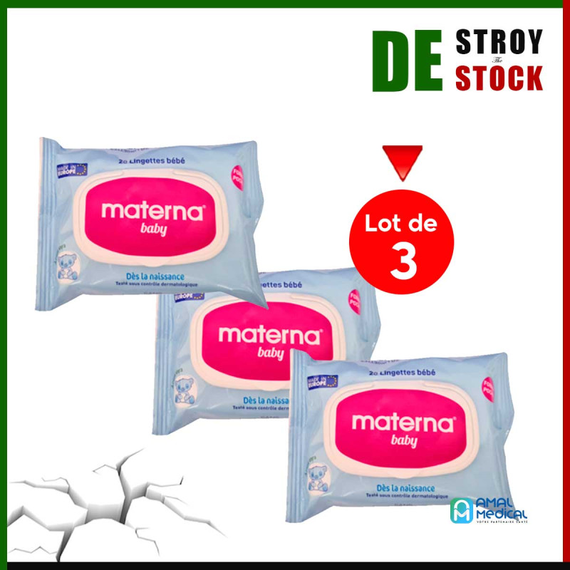 Materna - Lingettes lot de 3 bleus - 3 * 20 pièces