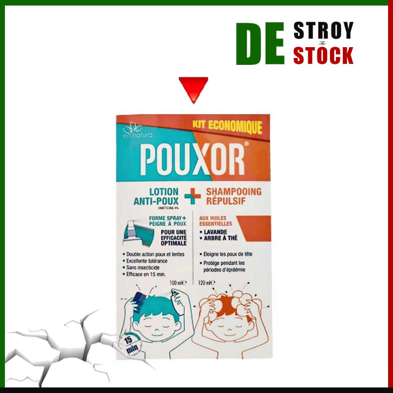 Pouxor - Kit de traitement anti-poux - shampoing + lotion + peigne offert