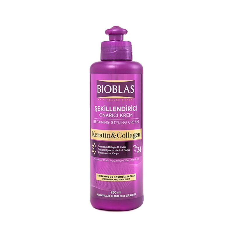 Bioblas - Crème de Soin Capillaire anti-chute Collagène et Kératine- 250ml