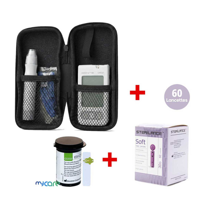 Pack Bionime GM550 - Lecteur de Glycémie + 25 Bandelettes + 60 Lancettes