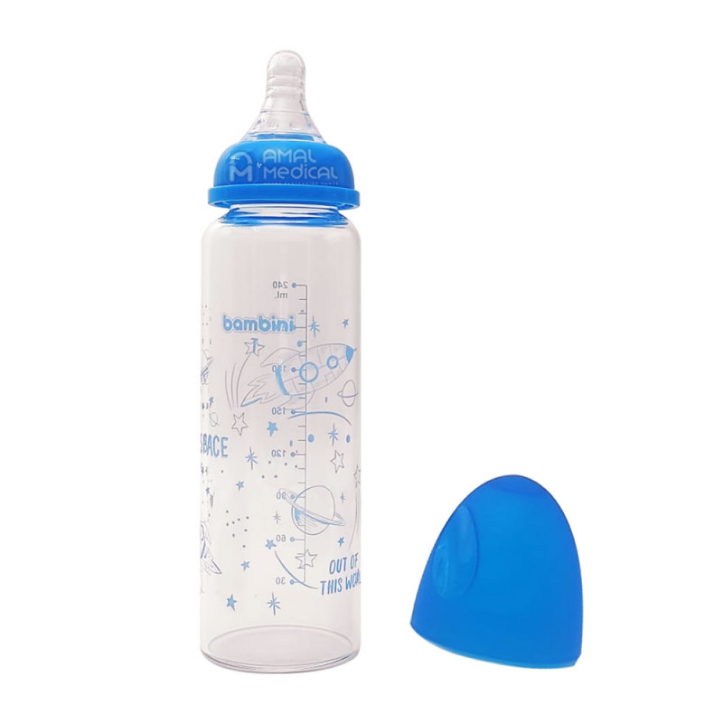 Biberon en verre bleu - 150 ml Bambini
