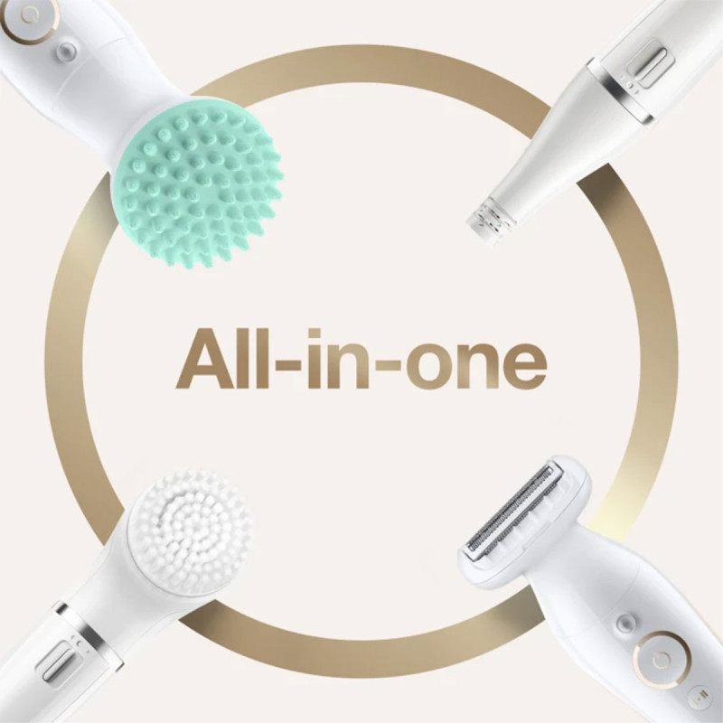 FaceSpa avec épilateur, brosse nettoyante et rouleau de massage