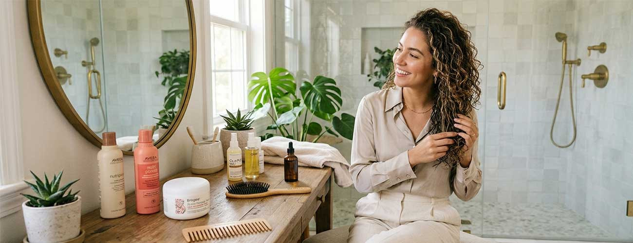 Routine capillaire pour cheveux normaux, gras et cheveux secs